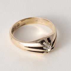 Victorian 18K Gold 0.50 Carat Old Mine Cut Cushion Diamond Belcher Ring