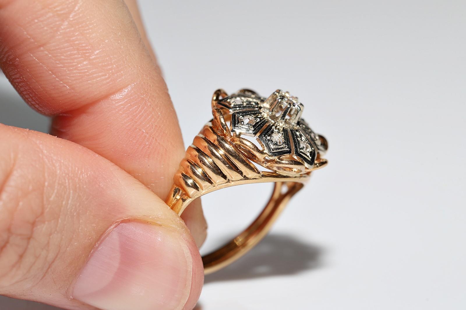 Victorian 18k Gold 1900s Natural Diamond Decorated Cocktail Ring  For Sale 8