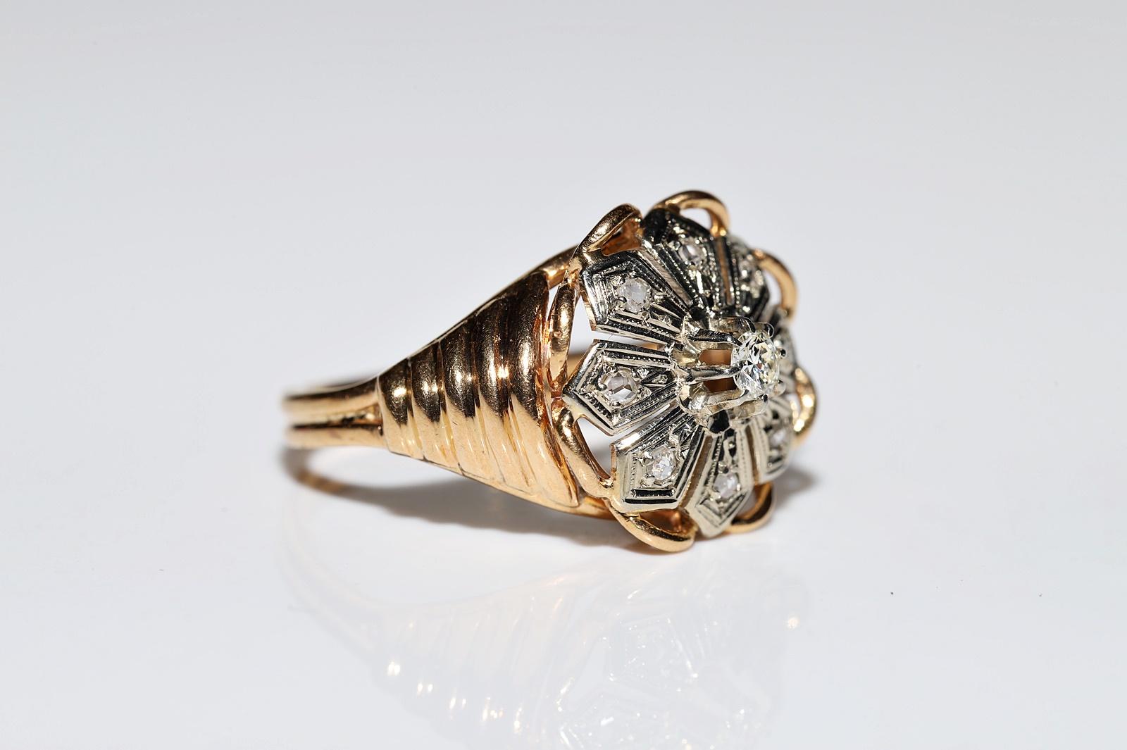 Victorian 18k Gold 1900s Natural Diamond Decorated Cocktail Ring  For Sale 2