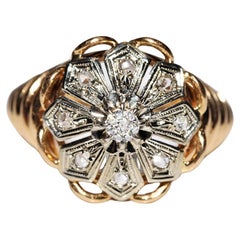 Victorian 18k Gold 1900s Natural Diamond Decorated Cocktail Ring 
