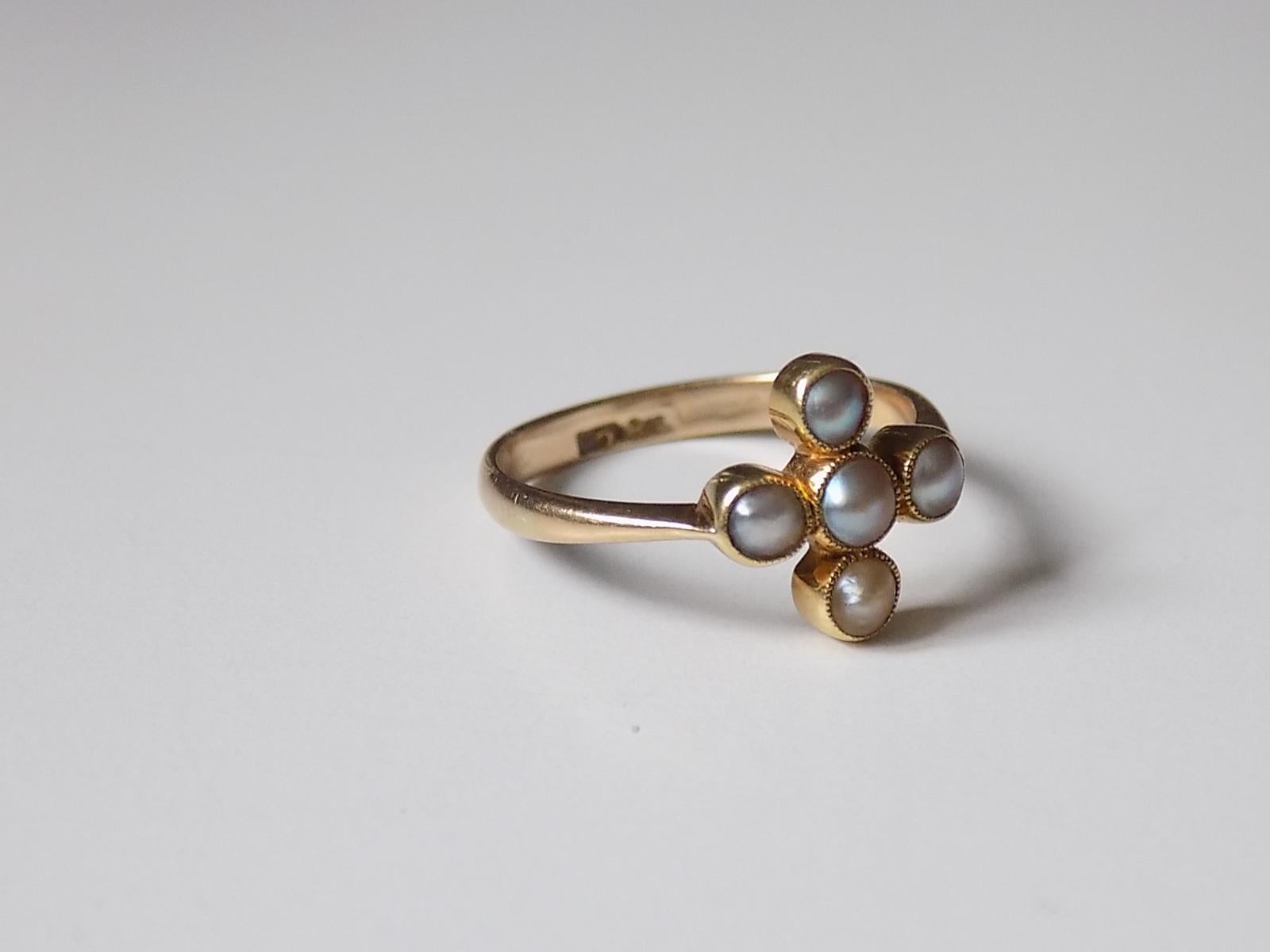 Victorian 18 Karat Gold and Pearl Ring 1