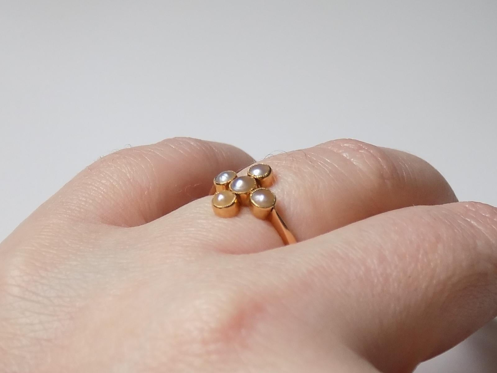 Victorian 18 Karat Gold and Pearl Ring 4