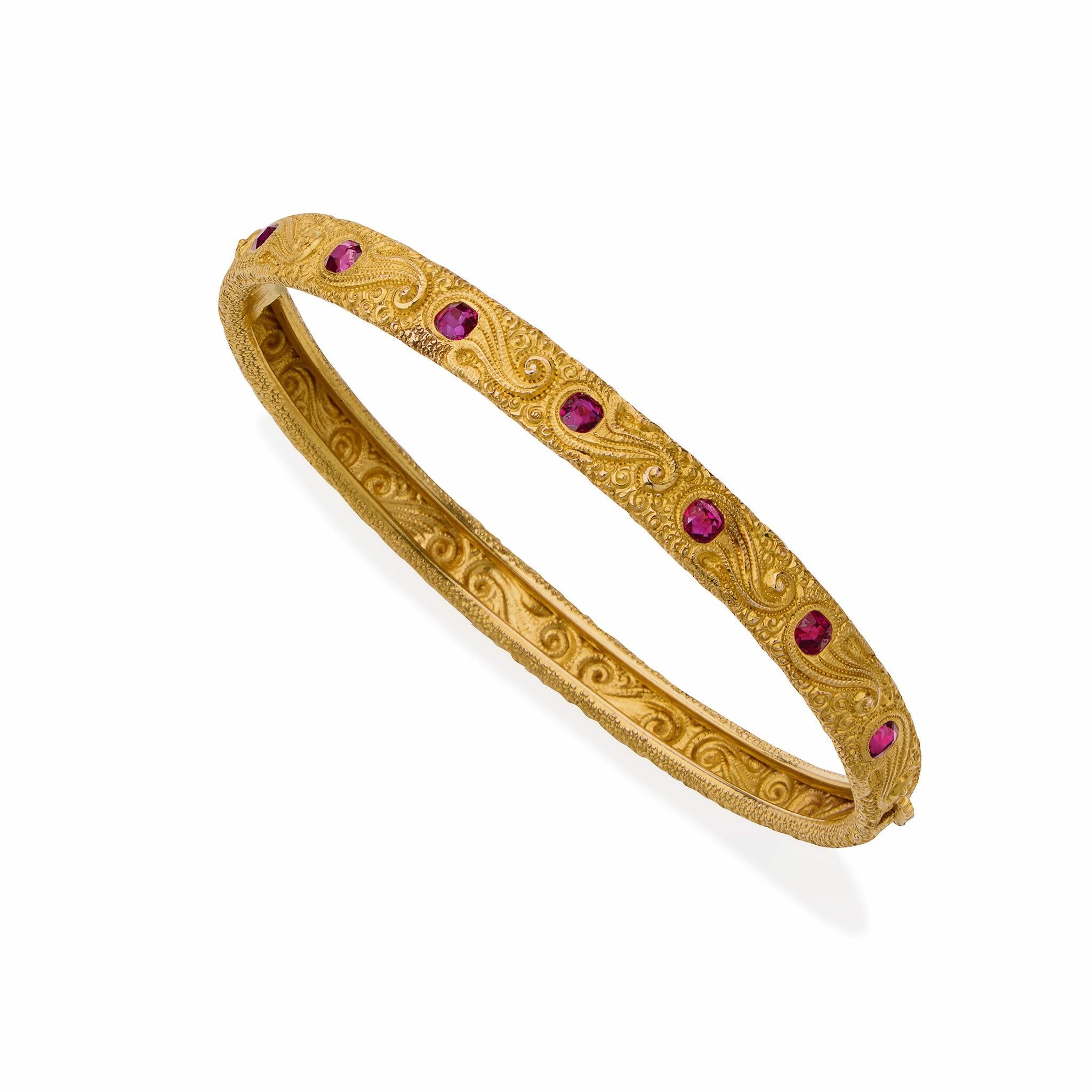Victorien Bracelet victorien en or 18K et rubis en vente