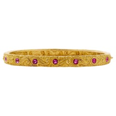 Viktorianischer Armreif aus 18K Gold und Rubin