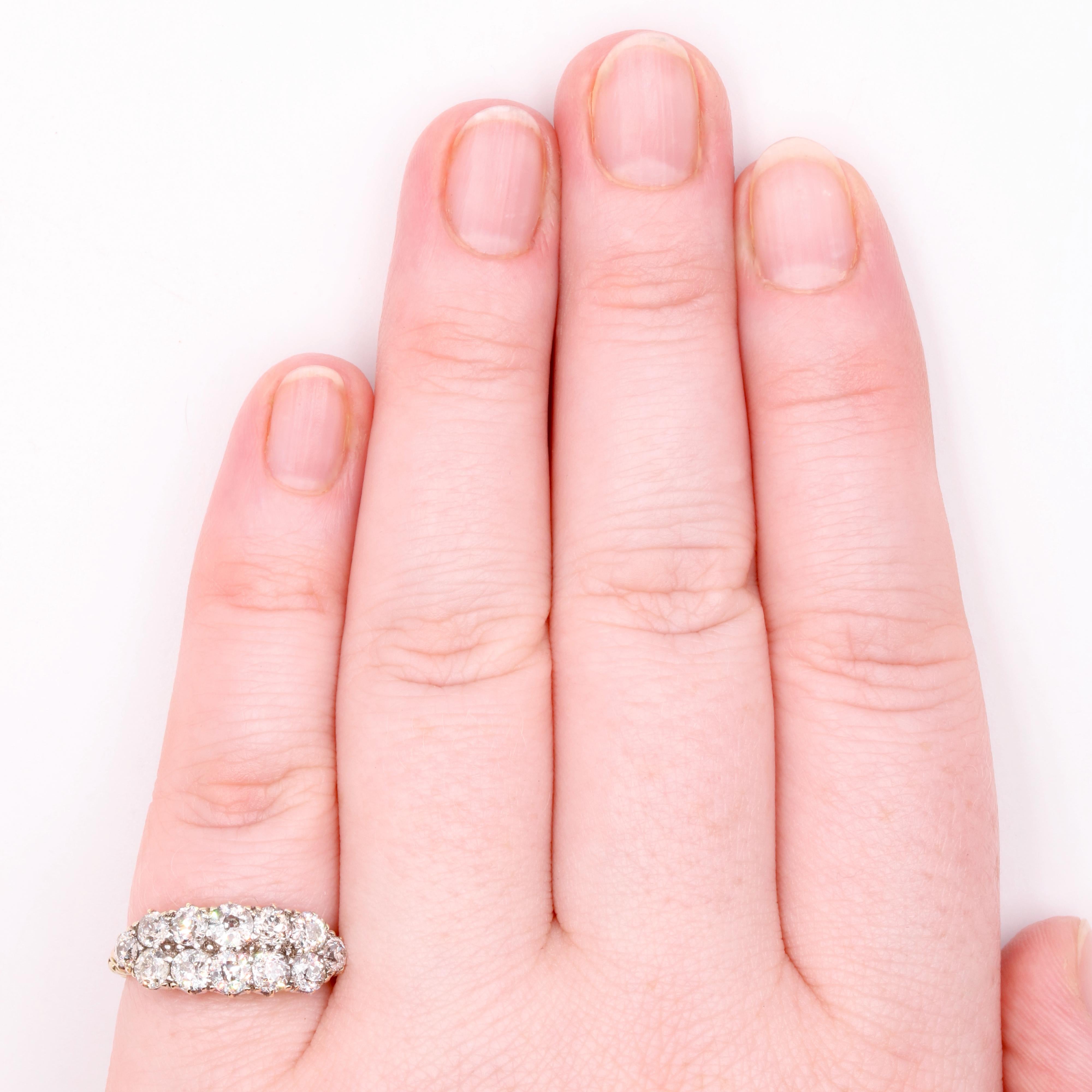 Bague victorienne en or et argent 18 carats avec diamant taille européenne ancienne de 2,15 carats en vente 4