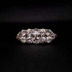 Victorian 18K Gold and Silver 2.15ctw Old European Cut Diamond Double Row Ring