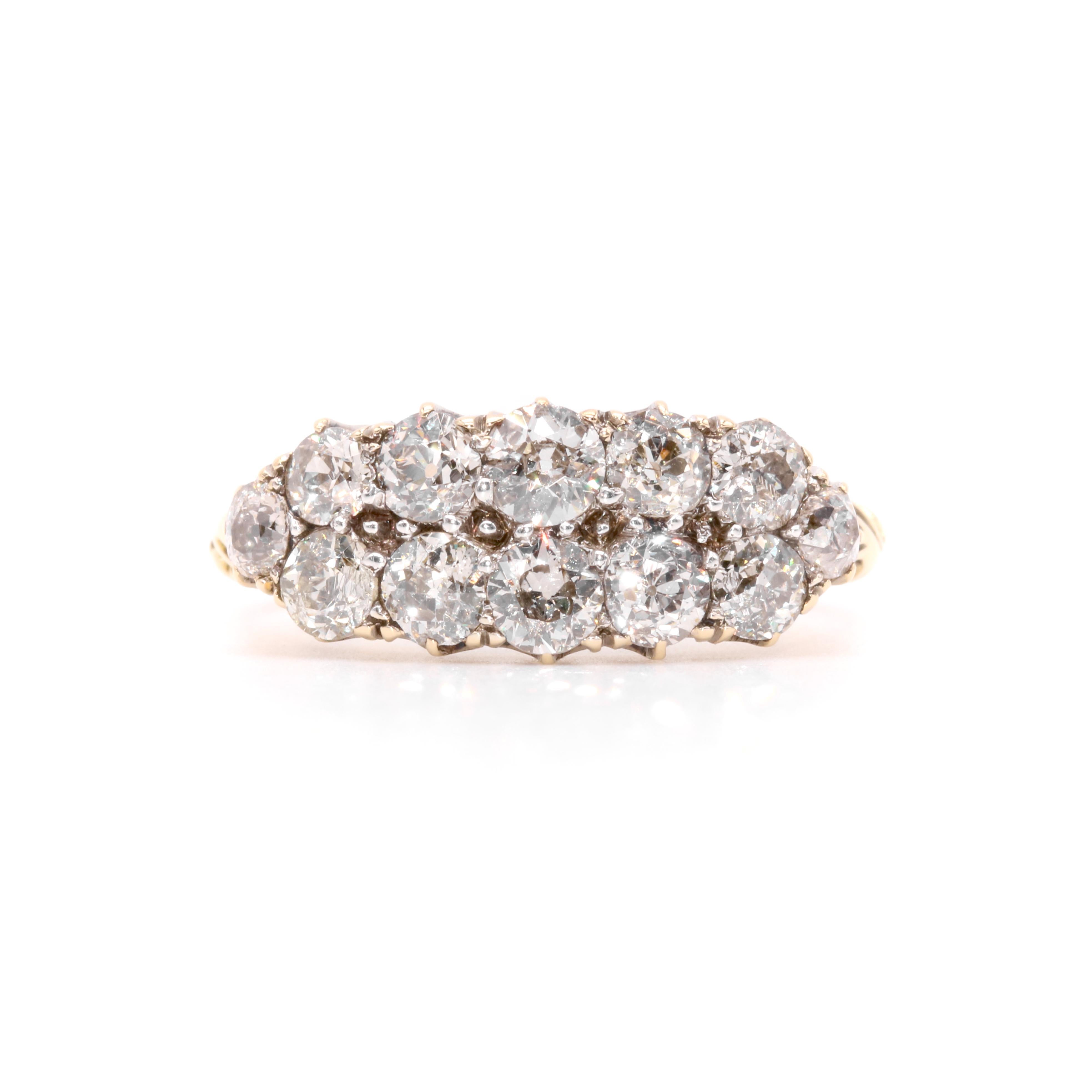 Victorien Bague victorienne en or et argent 18 carats avec diamant taille européenne ancienne de 2,15 carats en vente