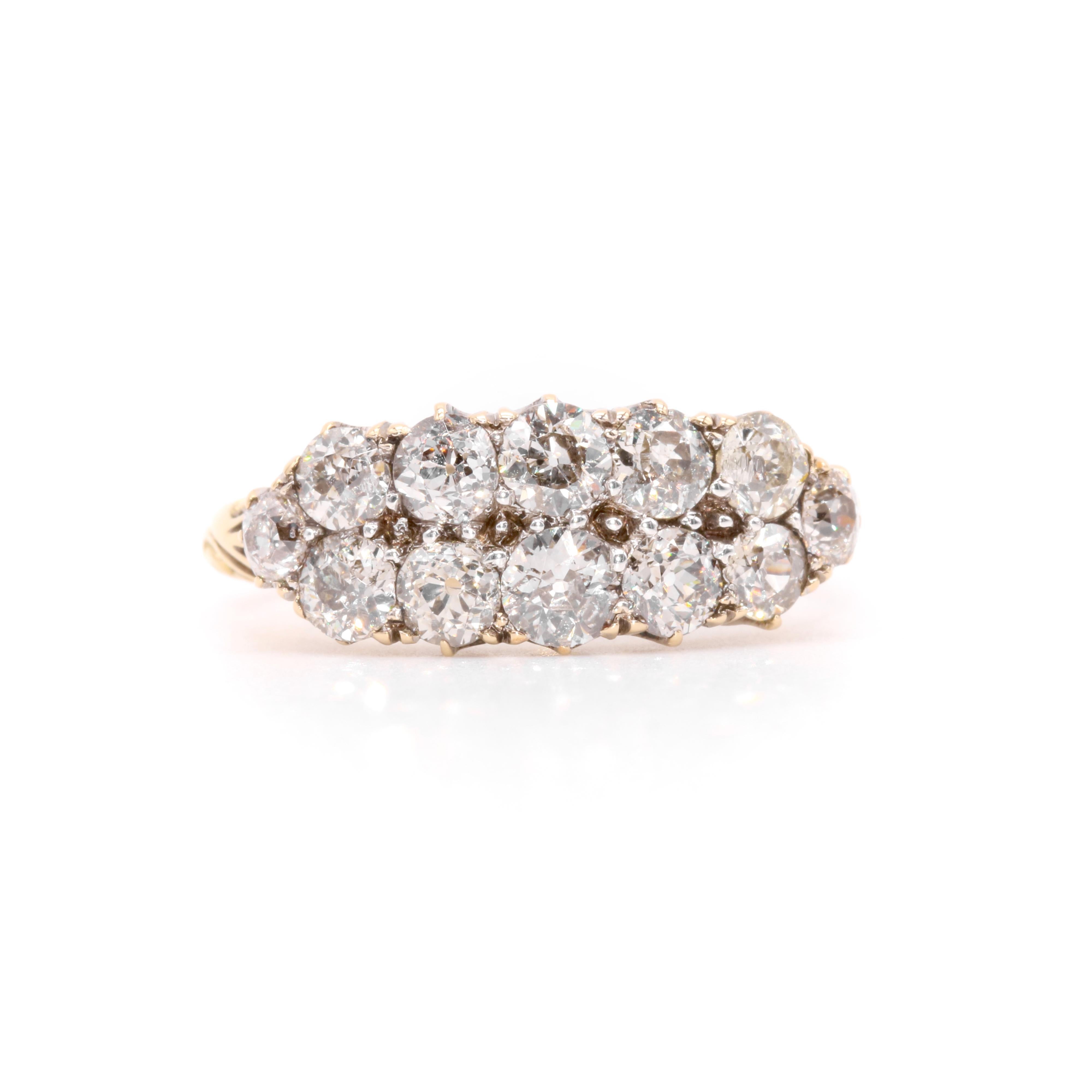 Taille vieille Europe Bague victorienne en or et argent 18 carats avec diamant taille européenne ancienne de 2,15 carats en vente