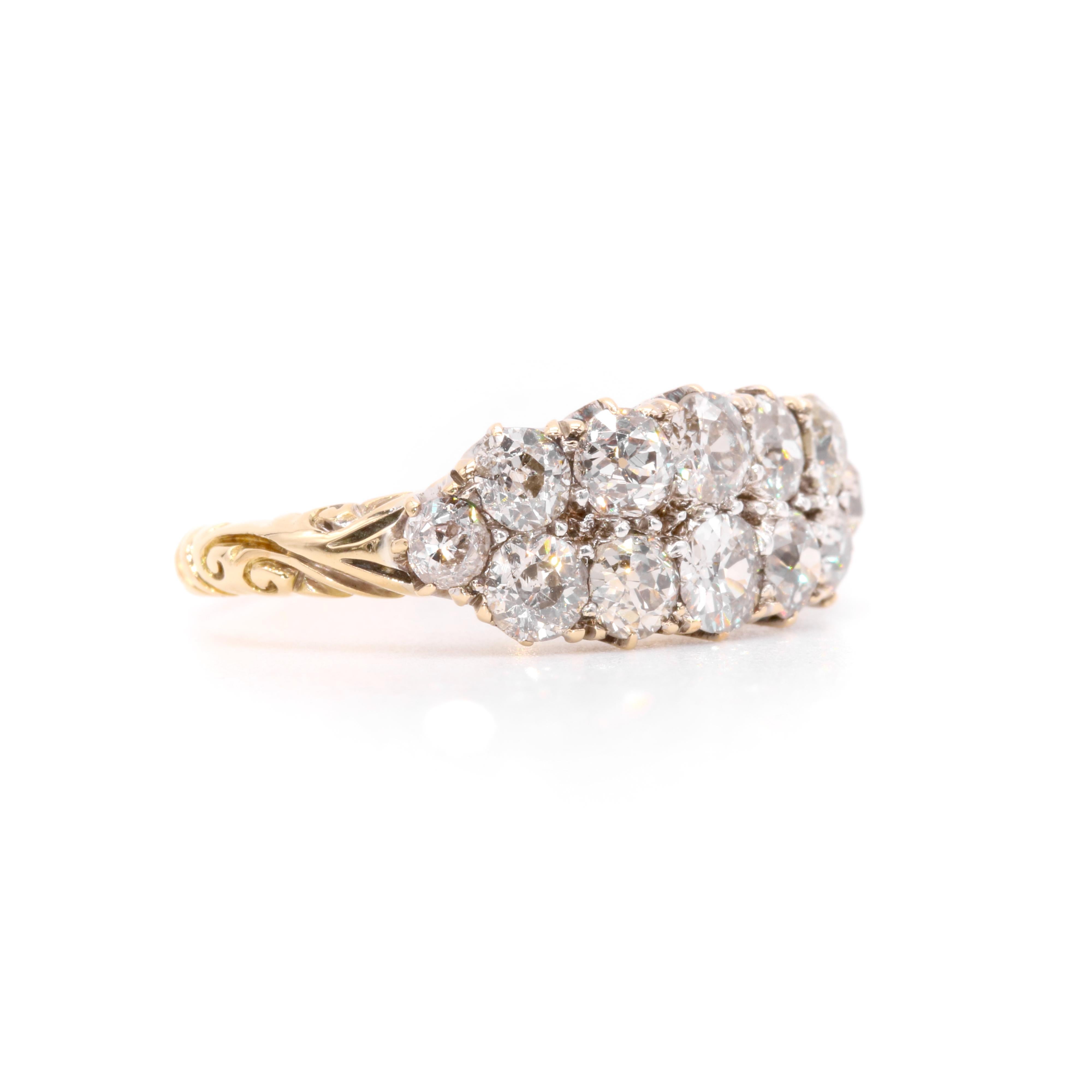 Bague victorienne en or et argent 18 carats avec diamant taille européenne ancienne de 2,15 carats Bon état - En vente à Staines-Upon-Thames, GB