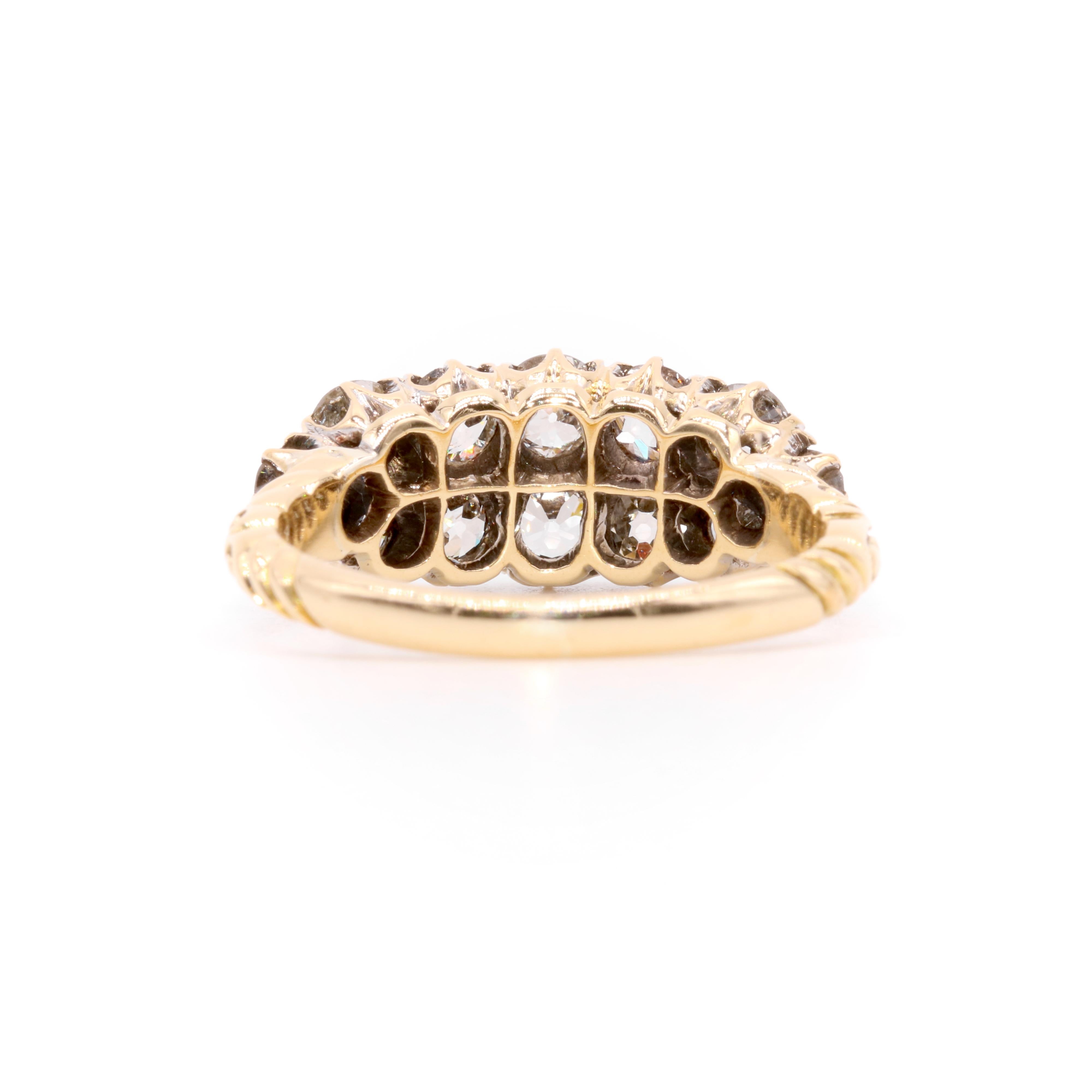 Bague victorienne en or et argent 18 carats avec diamant taille européenne ancienne de 2,15 carats en vente 1