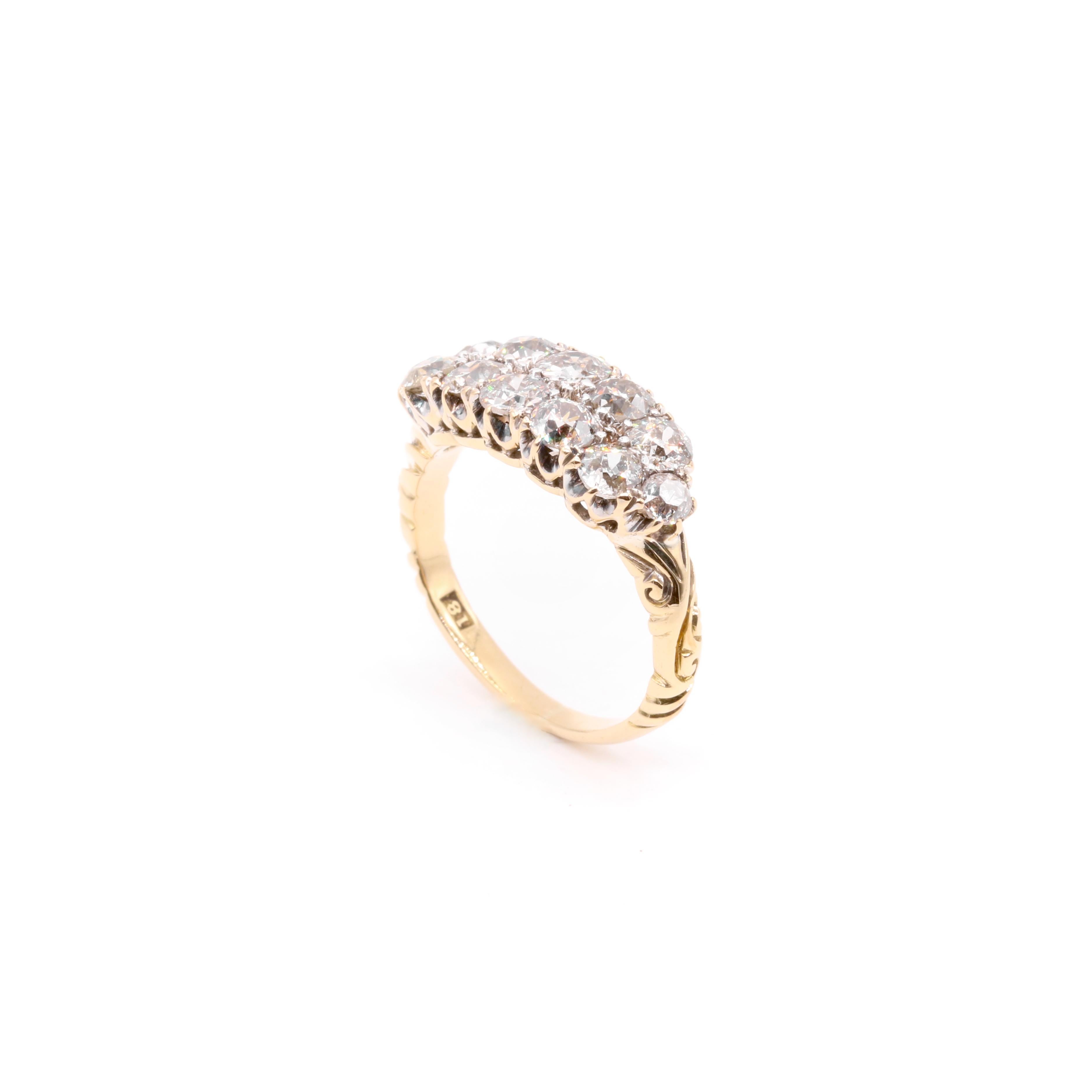 Bague victorienne en or et argent 18 carats avec diamant taille européenne ancienne de 2,15 carats en vente 2
