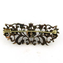 Victorian 18k Gold and Silver Brooch with 1.10ct Rose Cut Diamonds