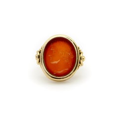 Victorian 18K Gold Carnelian Intaglio of Julius Caesar Ring