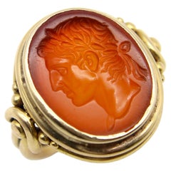 Victorian 18K Gold Carnelian Intaglio of Julius Caesar Ring
