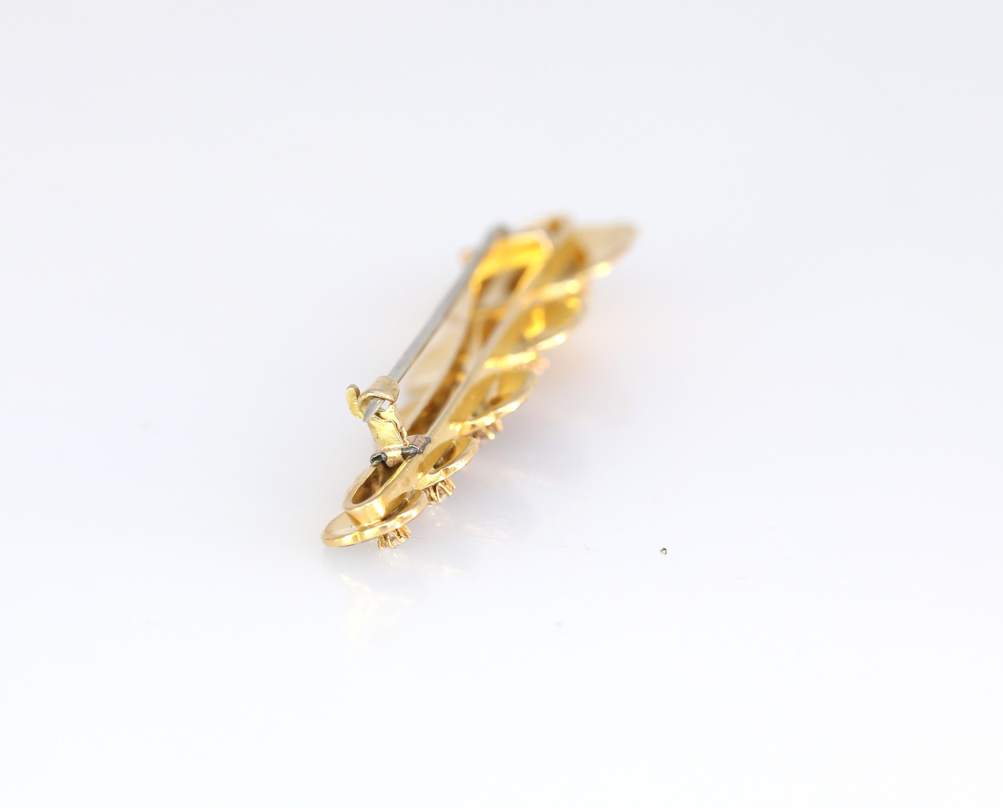 Victorian 18 Karat Gold Diamond Pansy Flower Enamel Pin Brooch, 1890 1