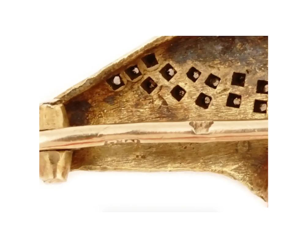 Women's Victorian 18K Gold Diamond Ruby Swallow Bird Pin