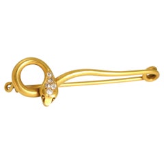 Victorian 18k Gold Diamond Snake Pin, Circa 1900