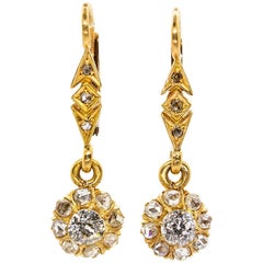 Antique Victorian 18 Karat Gold Diamonds Earrings