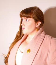 Victorian 18K Gold Etruscan Revival Pearl & Blue Enamel Brooch & Earrings Set