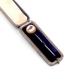 Victorian 18K Gold Fox Terrier Reverse Carved Intaglio Rock Crystal Stick Pin