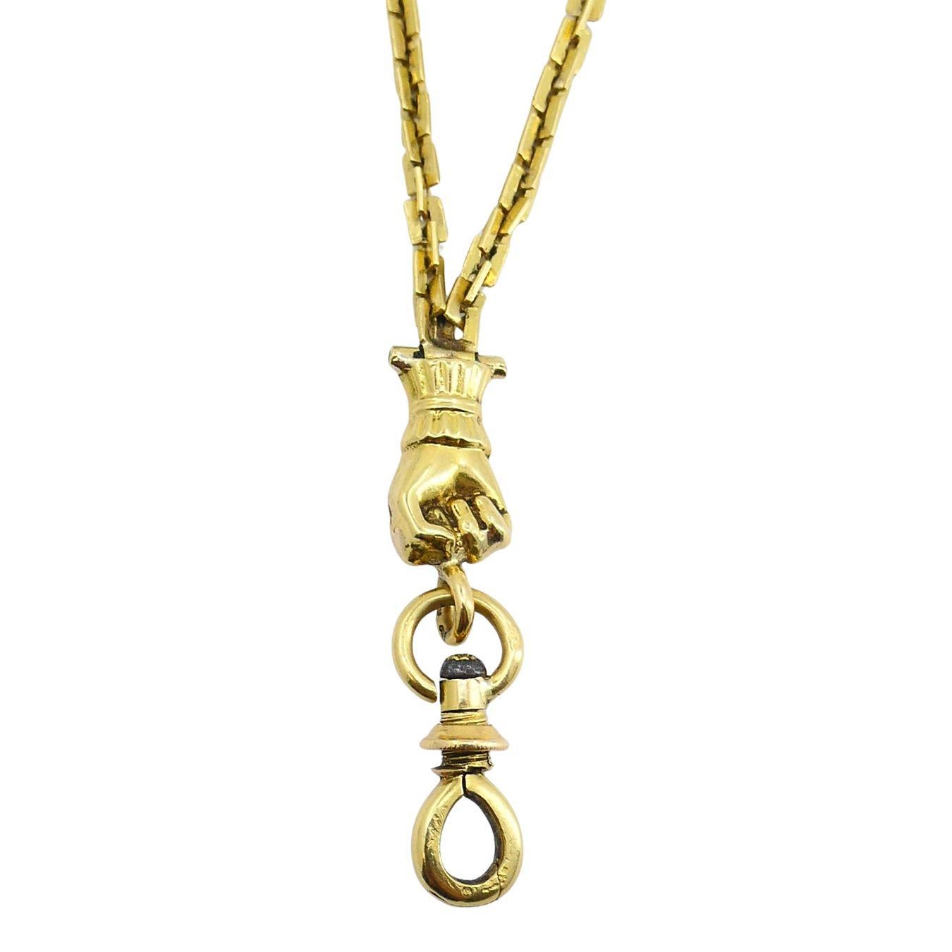 Victorian 18k Gold French Watch Chain Necklace In Good Condition For Sale In Beverly Hills, CA