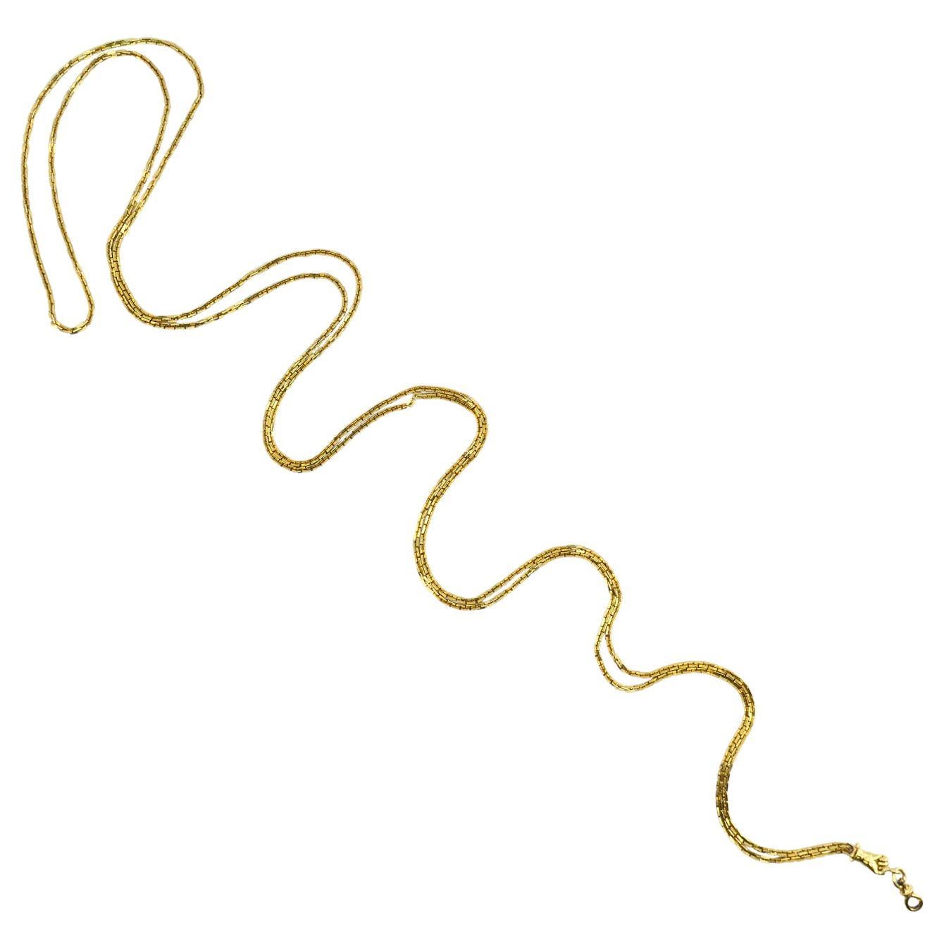 Victorian 18k Gold French Watch Chain Necklace For Sale 1