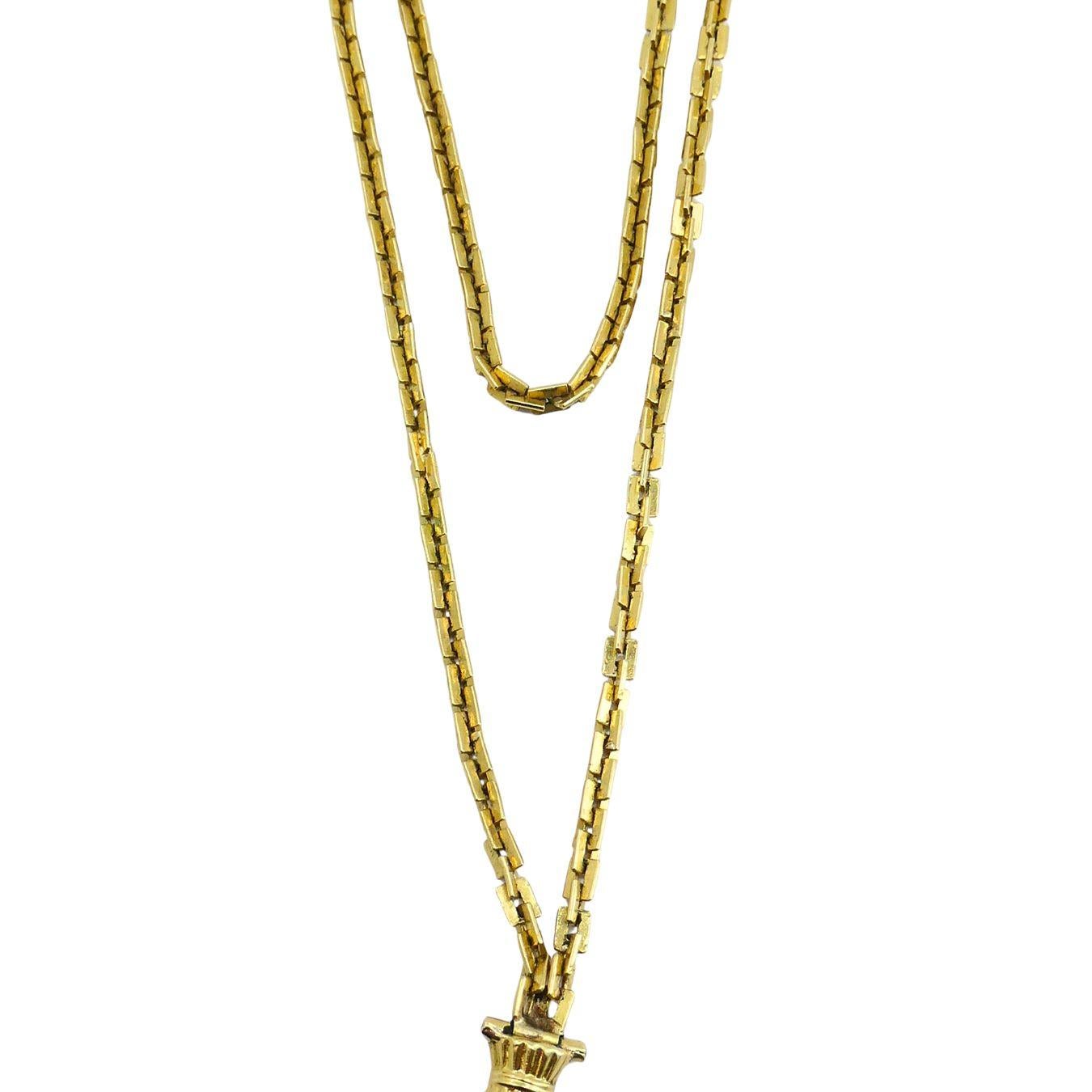 Victorian 18k Gold French Watch Chain Necklace For Sale 2