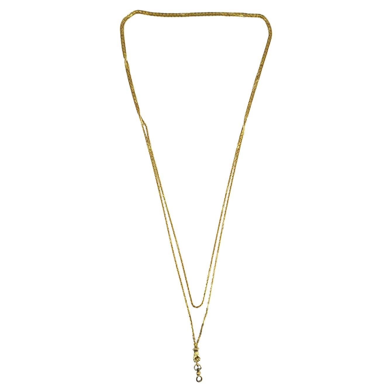 Victorian 18k Gold French Watch Chain Necklace For Sale