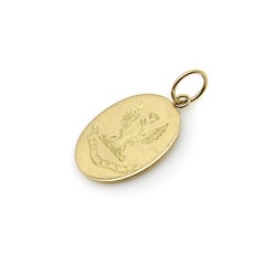 Victorian 18K Gold Hand Engraved Ave Maria Eagle Pendant Charm