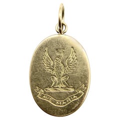 Pendentif Victorien en or 18K gravé à la main Ave Maria Eagle Charm