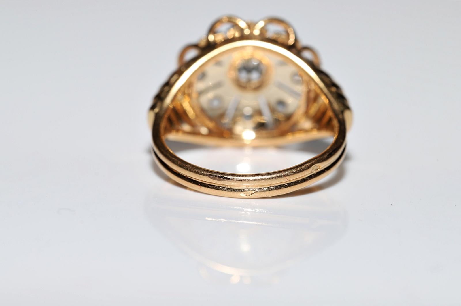 Viktorianischer Cocktailring aus 18 Karat Gold, handgefertigt 1900er Jahre, natürlicher Diamant, dekoriert im Angebot 5