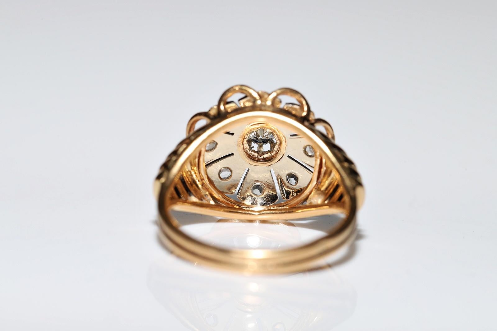 Viktorianischer Cocktailring aus 18 Karat Gold, handgefertigt 1900er Jahre, natürlicher Diamant, dekoriert im Angebot 4
