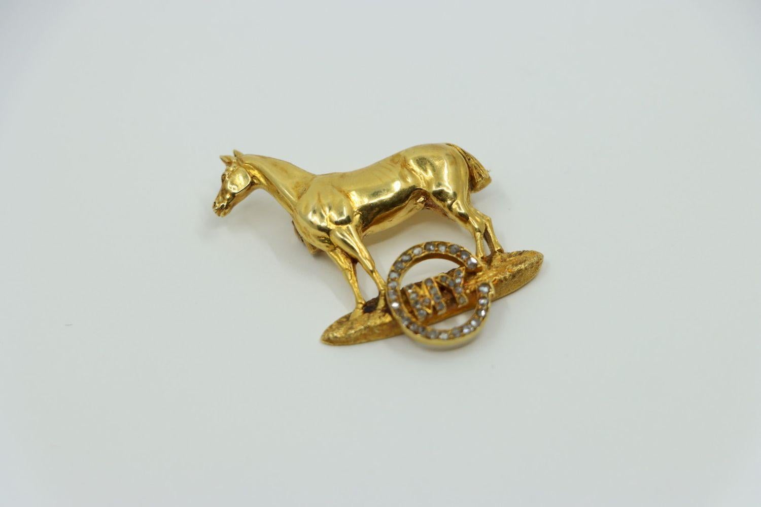 Victorian 18K Gold Horse Brooch Pin In Good Condition For Sale In Flushing, NY