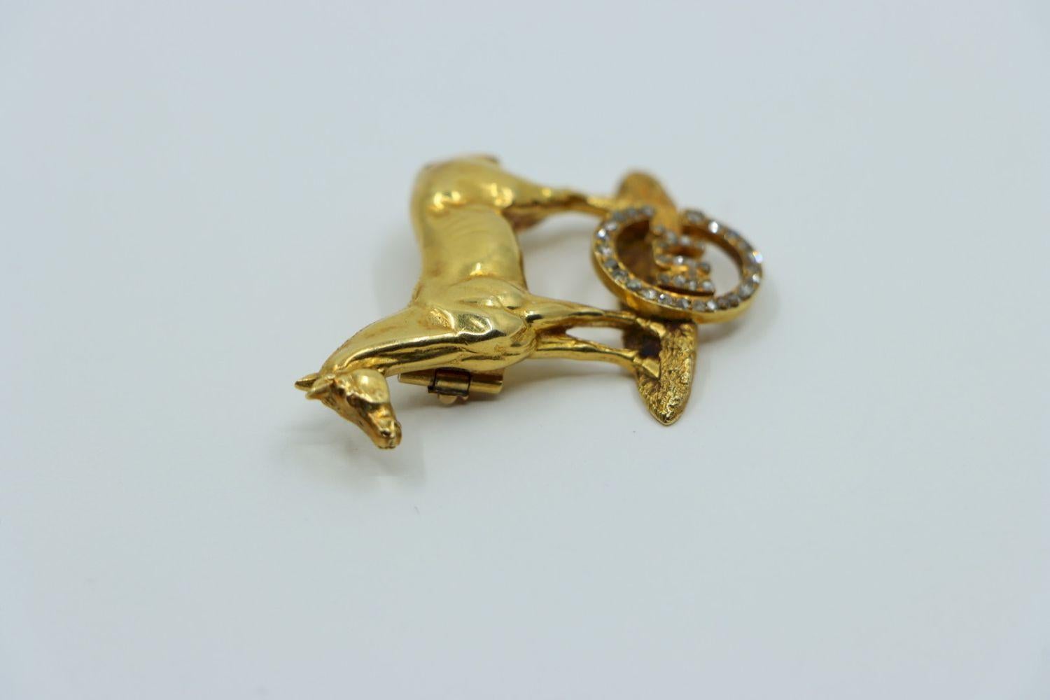 Victorian 18K Gold Horse Brooch Pin For Sale 1