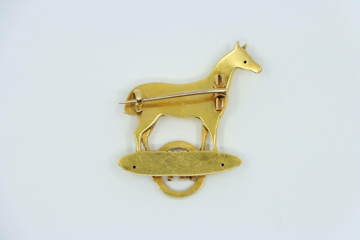 Victorian 18K Gold Horse Brooch Pin For Sale 4