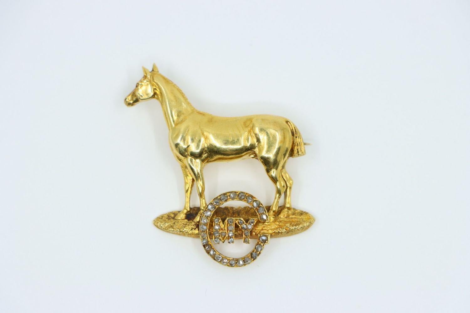 Victorian 18K Gold Horse Brooch Pin For Sale 5