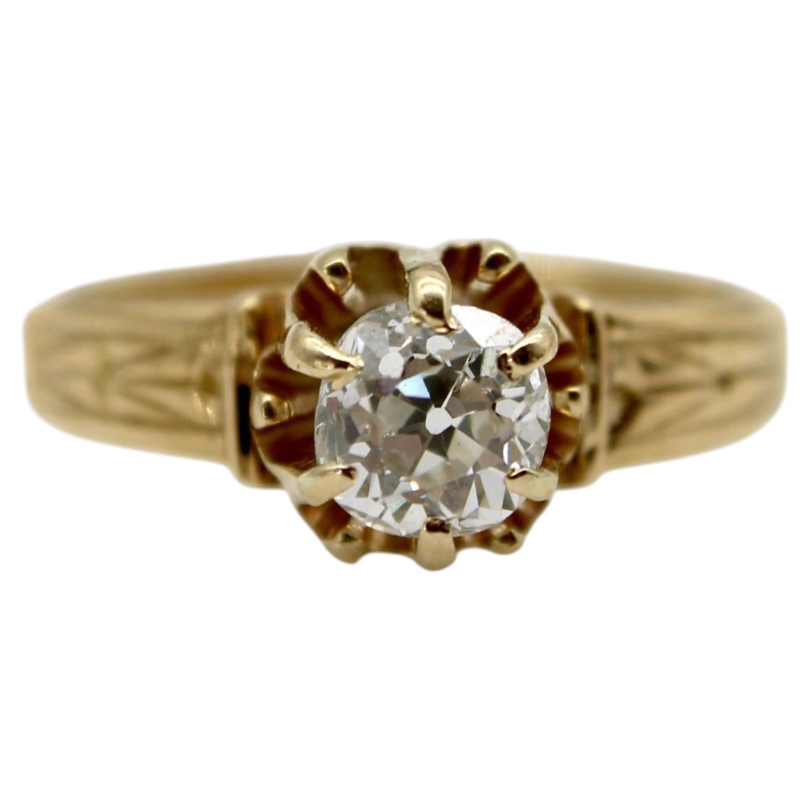 Victorian 18K Gold Old Mine Cut Diamond Ring