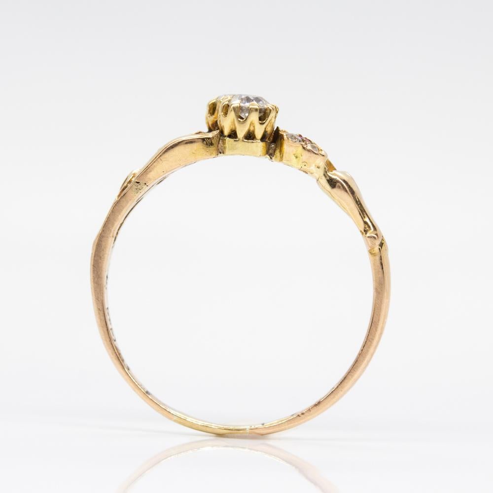 Victorian 18 Karat Gold Old Mine Cut Diamonds Ring For Sale 1
