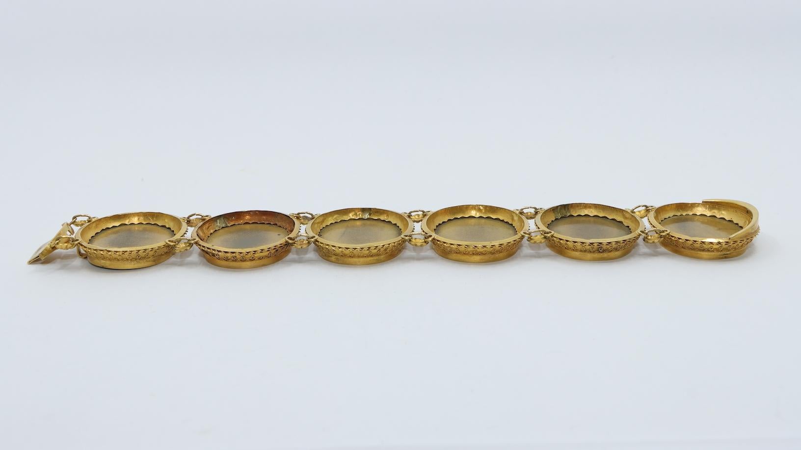 Viktorianisches 18K Gold Pietra Dura Armband im Angebot 9