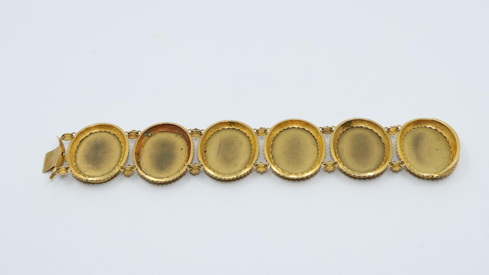 Viktorianisches 18K Gold Pietra Dura Armband im Angebot 11