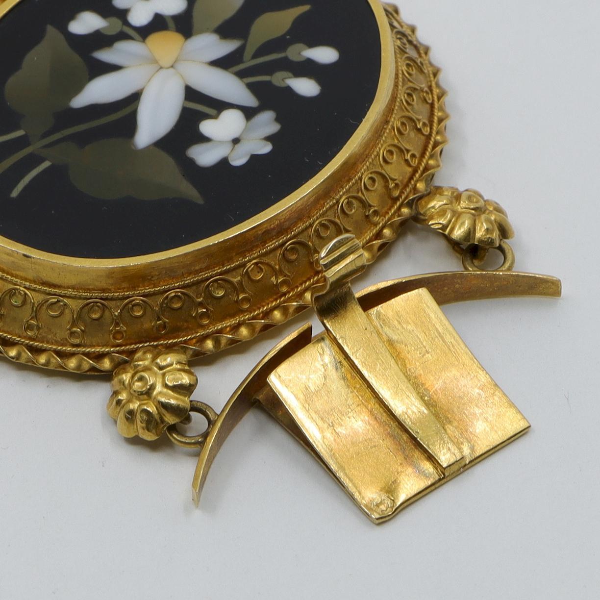 Viktorianisches 18K Gold Pietra Dura Armband im Angebot 14