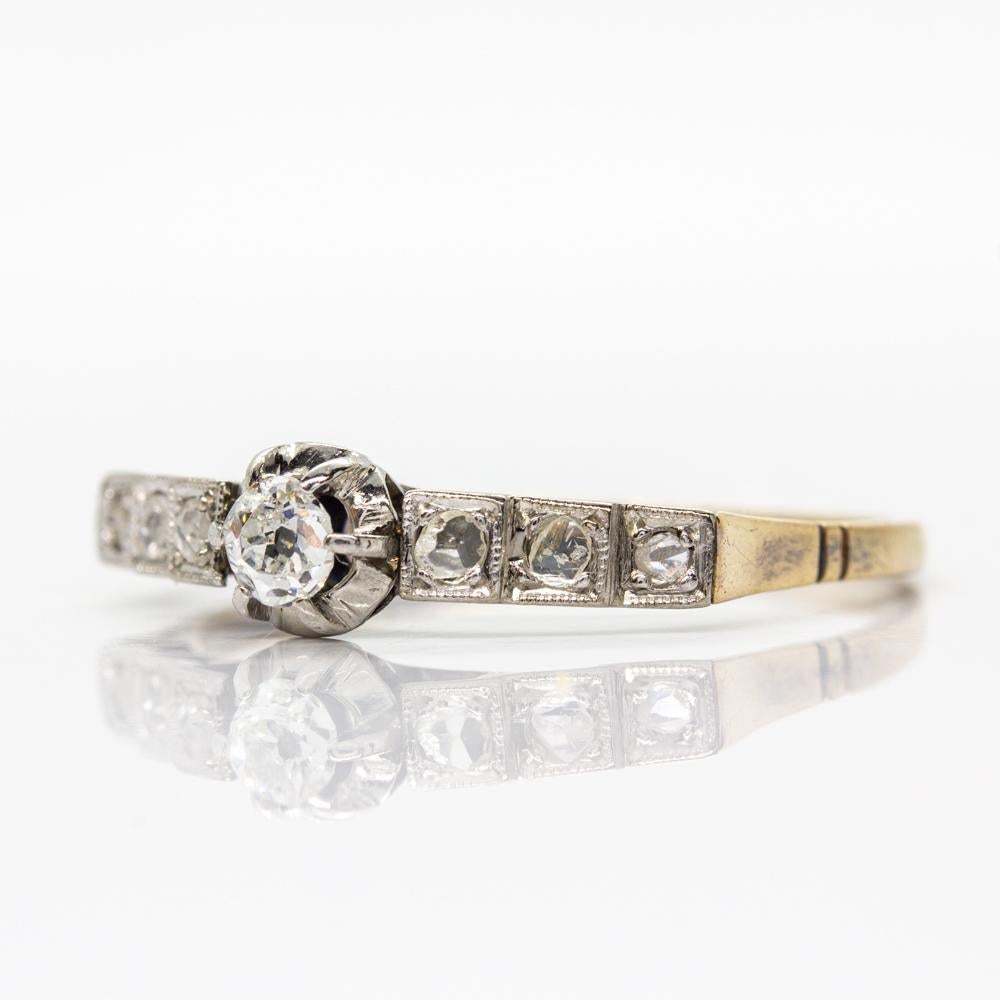 Victorian 18 Karat Gold and Platinum Diamond Ring In Excellent Condition In Miami, FL