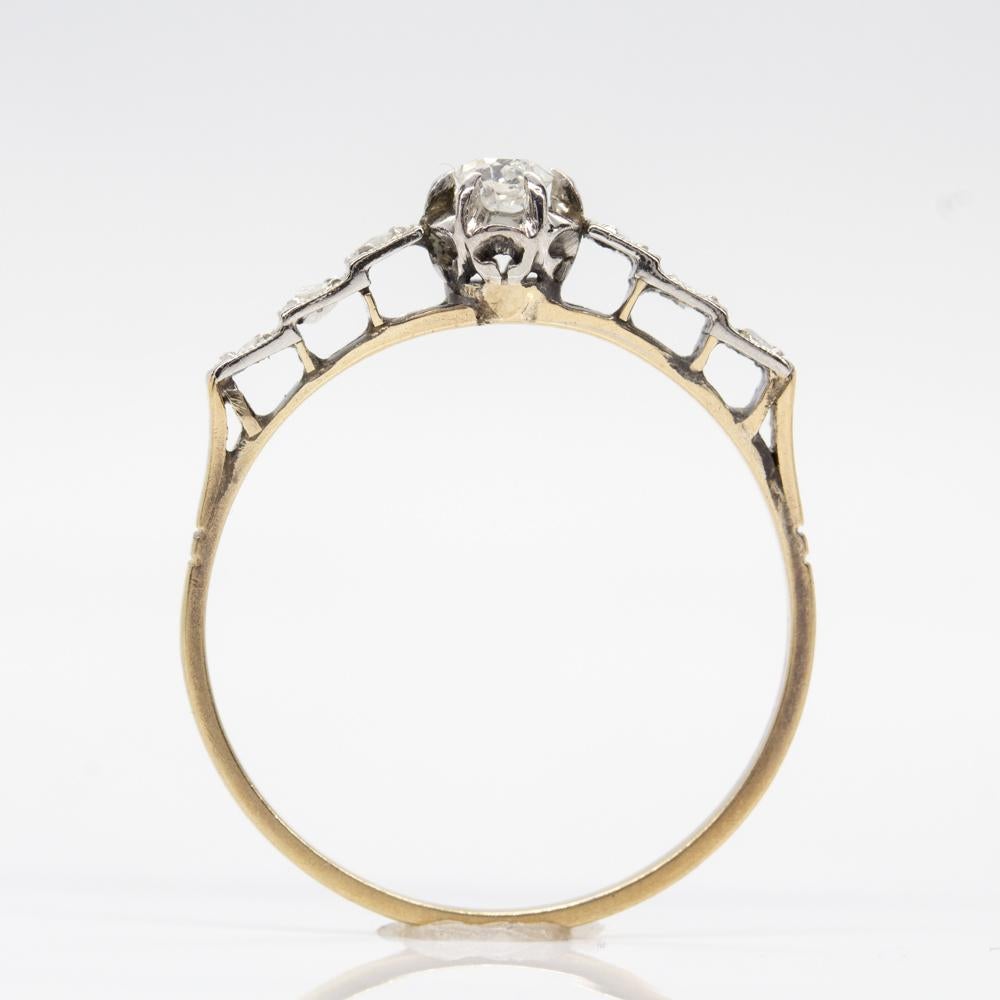Women's or Men's Victorian 18 Karat Gold and Platinum Diamond Ring