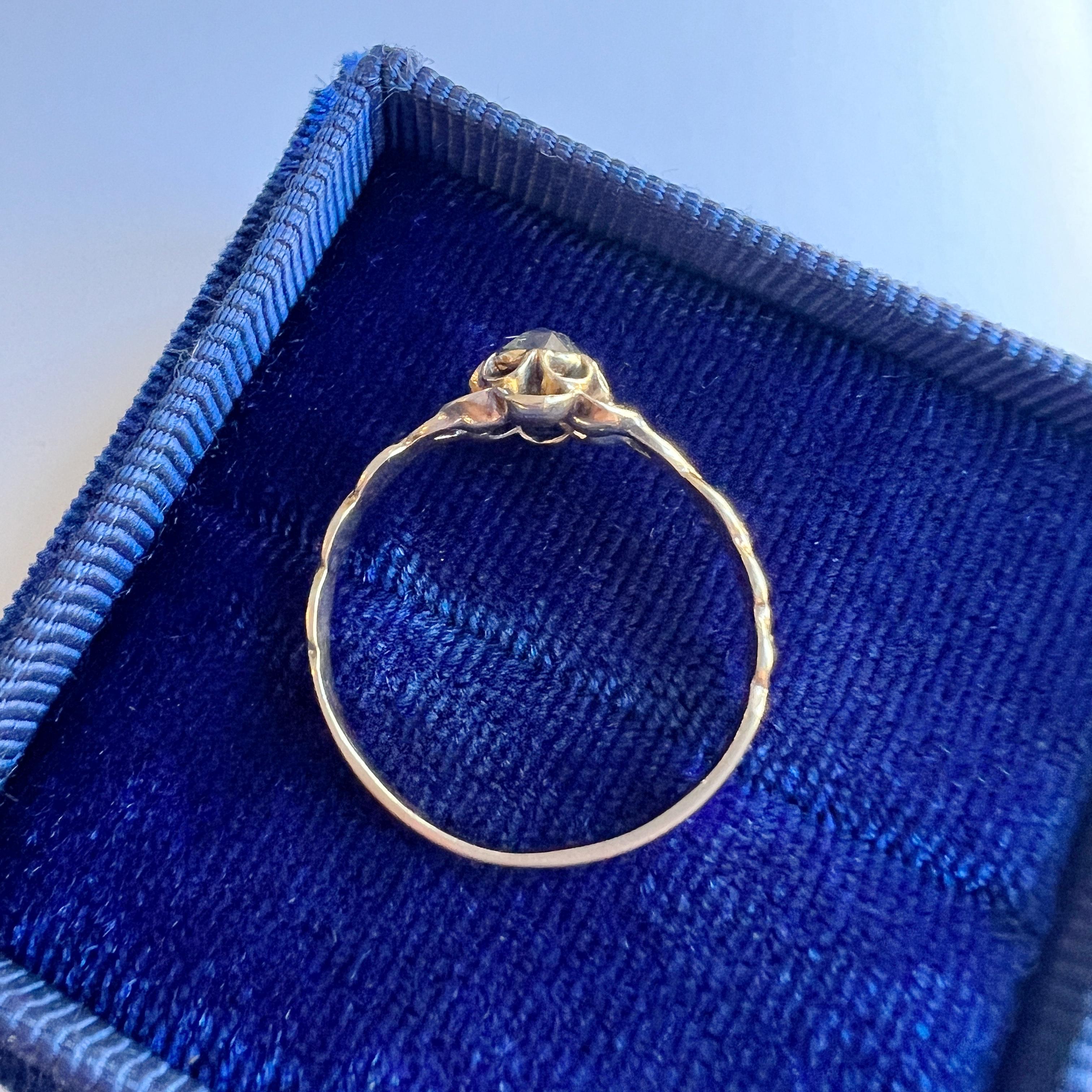 Victorian 18K gold rose cut diamond rose flower ring For Sale 3