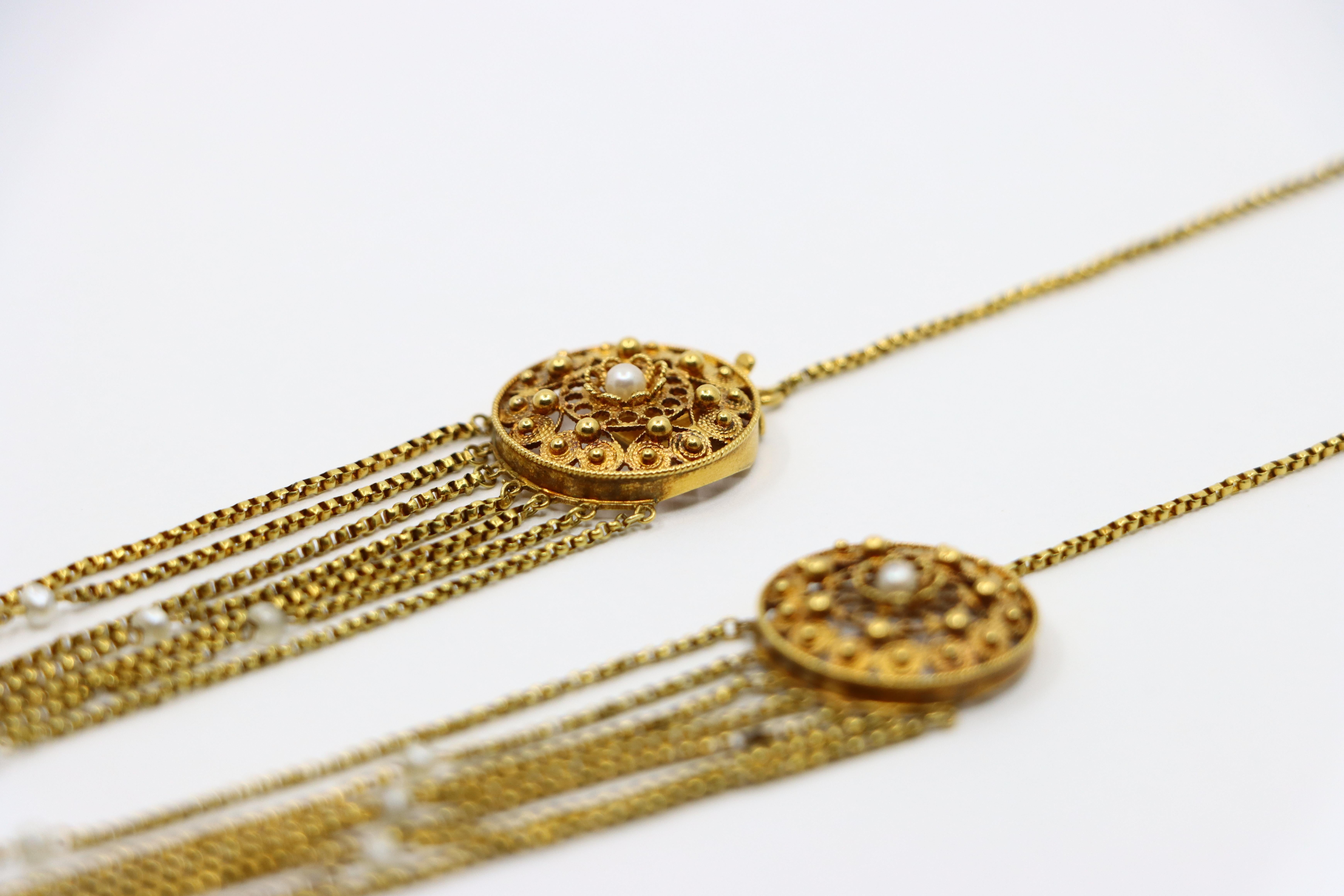 Collier victorien en or 18K à perles de rocaille et stands multiples en vente 5