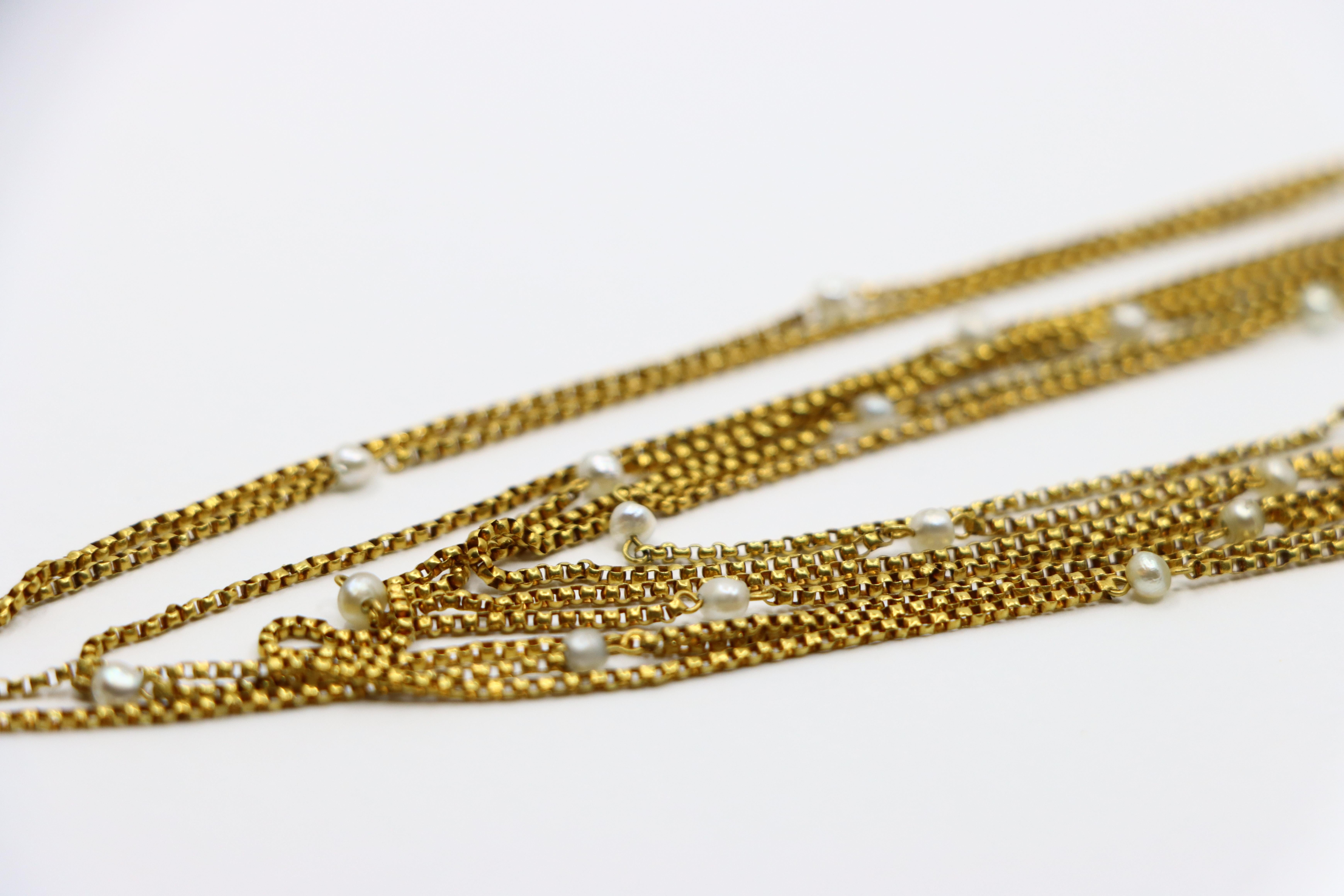 Collier victorien en or 18K à perles de rocaille et stands multiples en vente 6