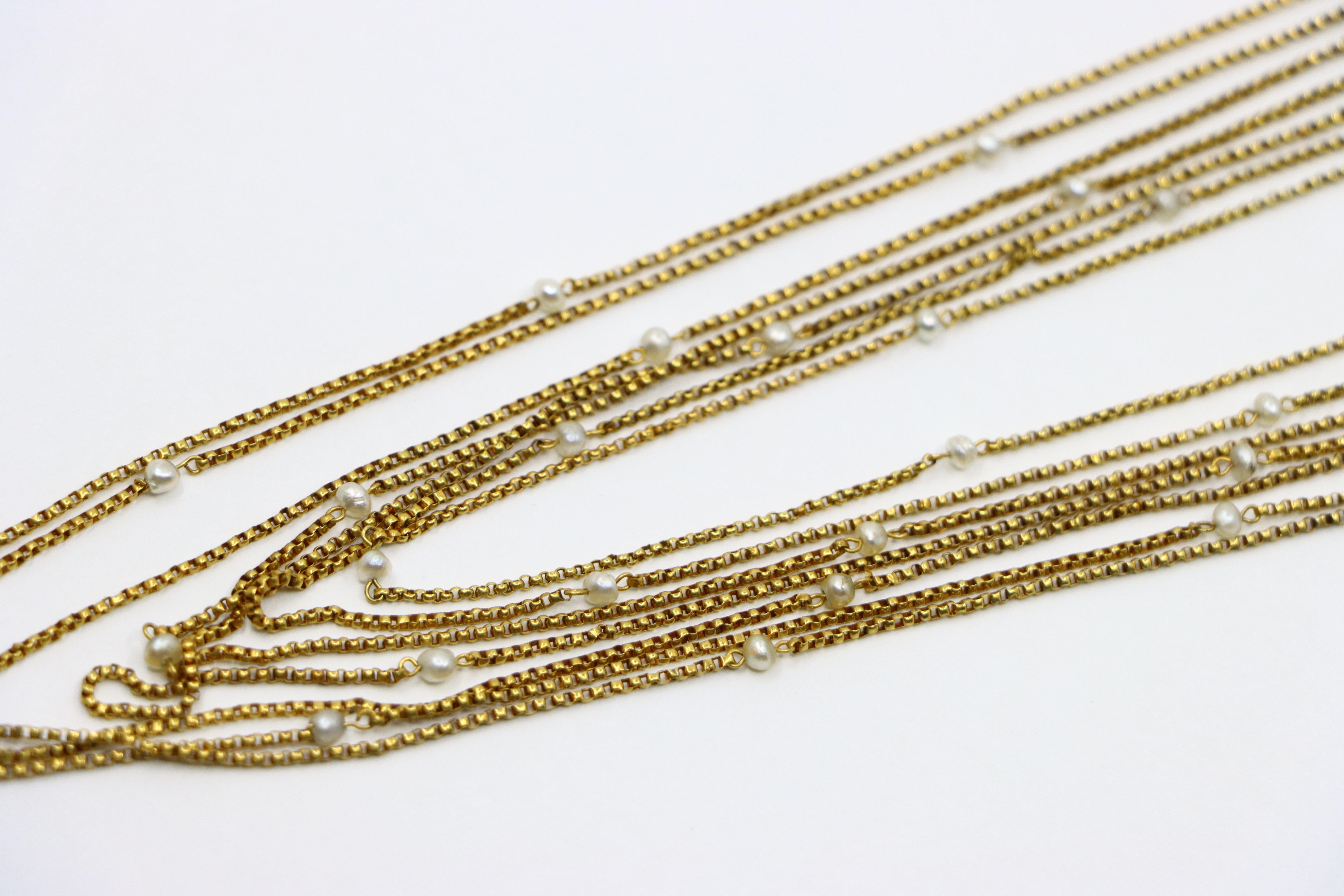 Collier victorien en or 18K à perles de rocaille et stands multiples en vente 7