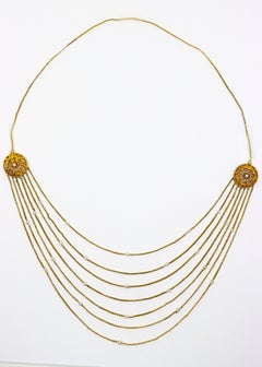 Victorian 18K Gold Seed Pearl Muti-Stands Necklace