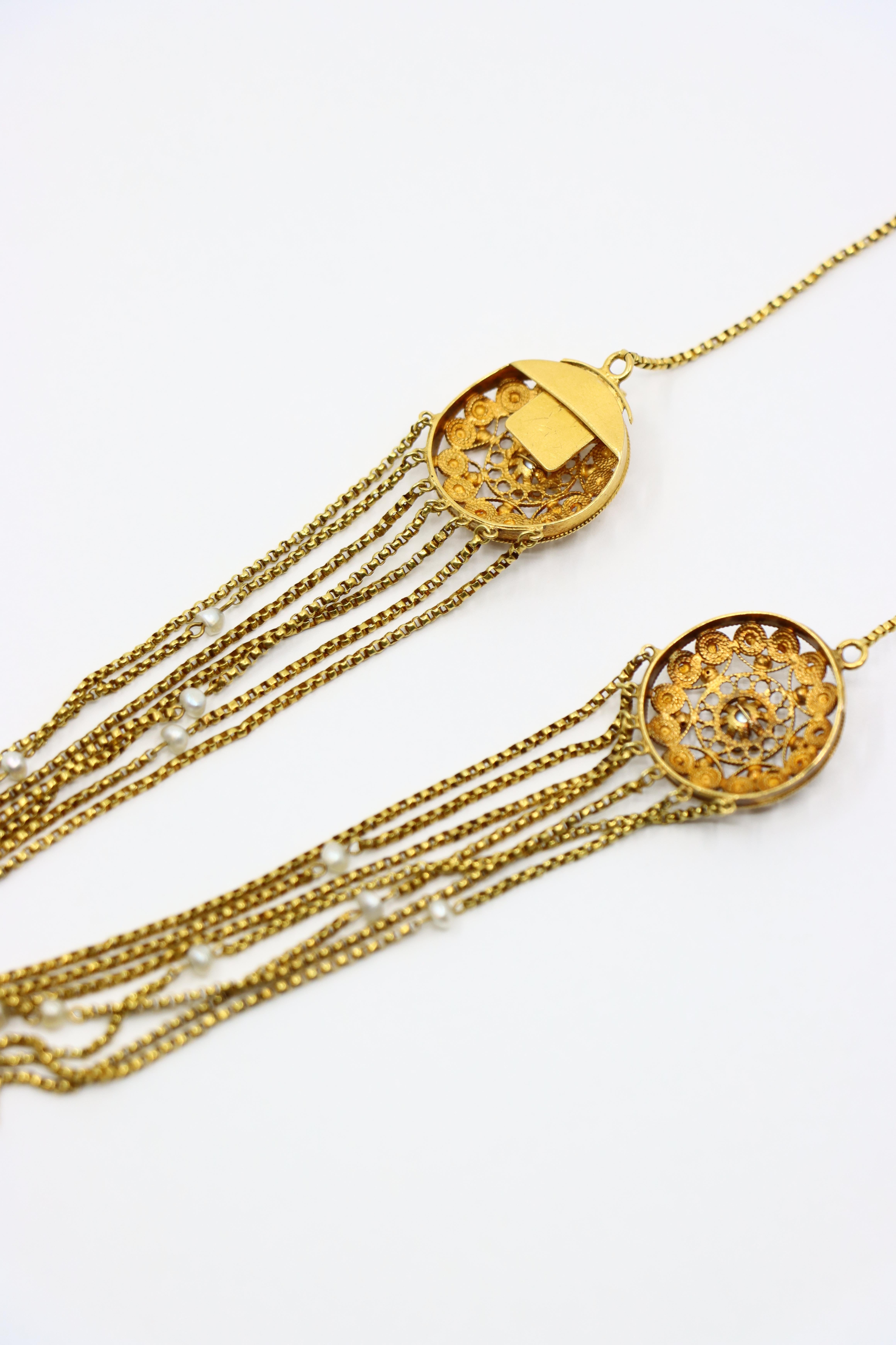 Collier victorien en or 18K à perles de rocaille et stands multiples en vente 2