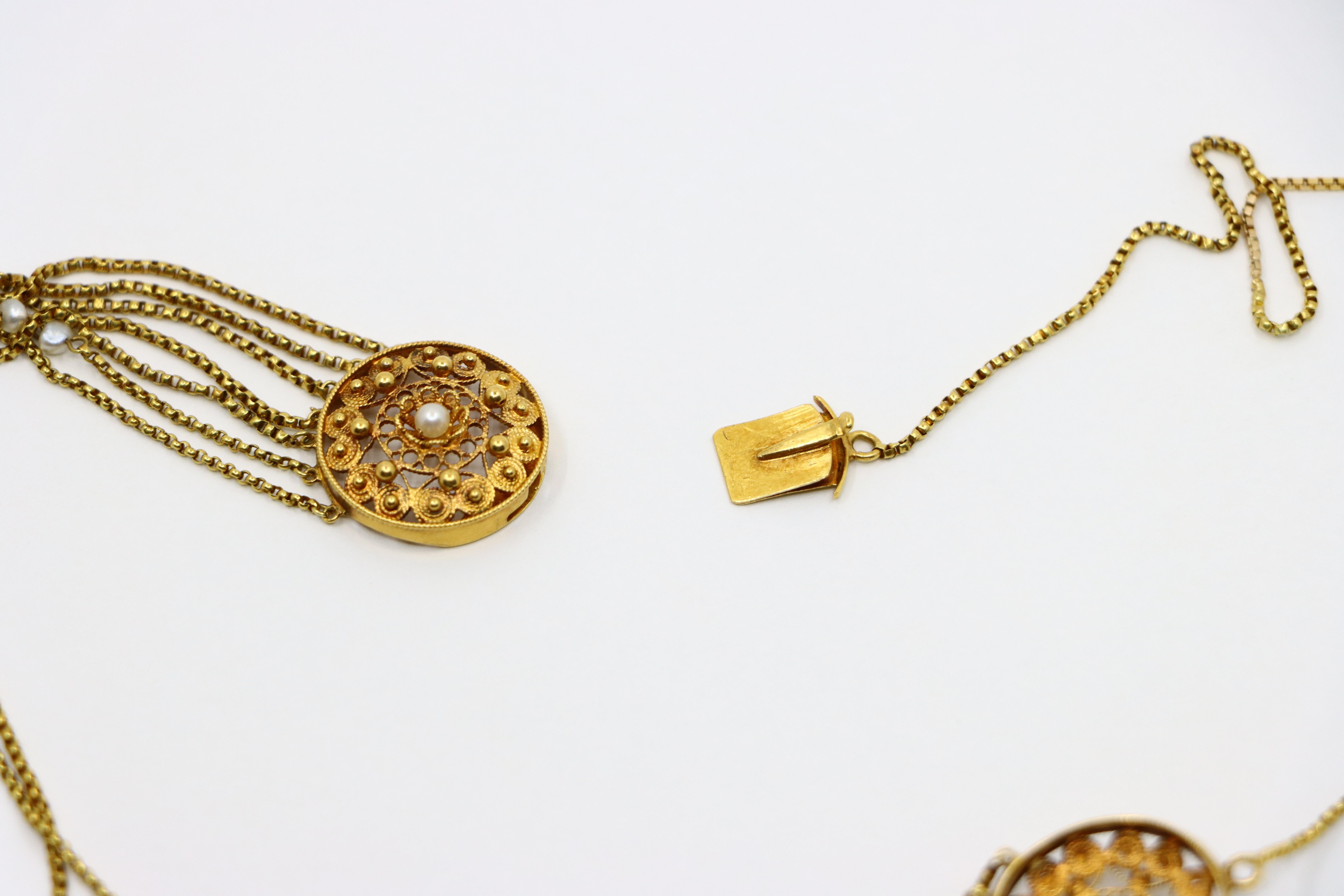 Collier victorien en or 18K à perles de rocaille et stands multiples en vente 3